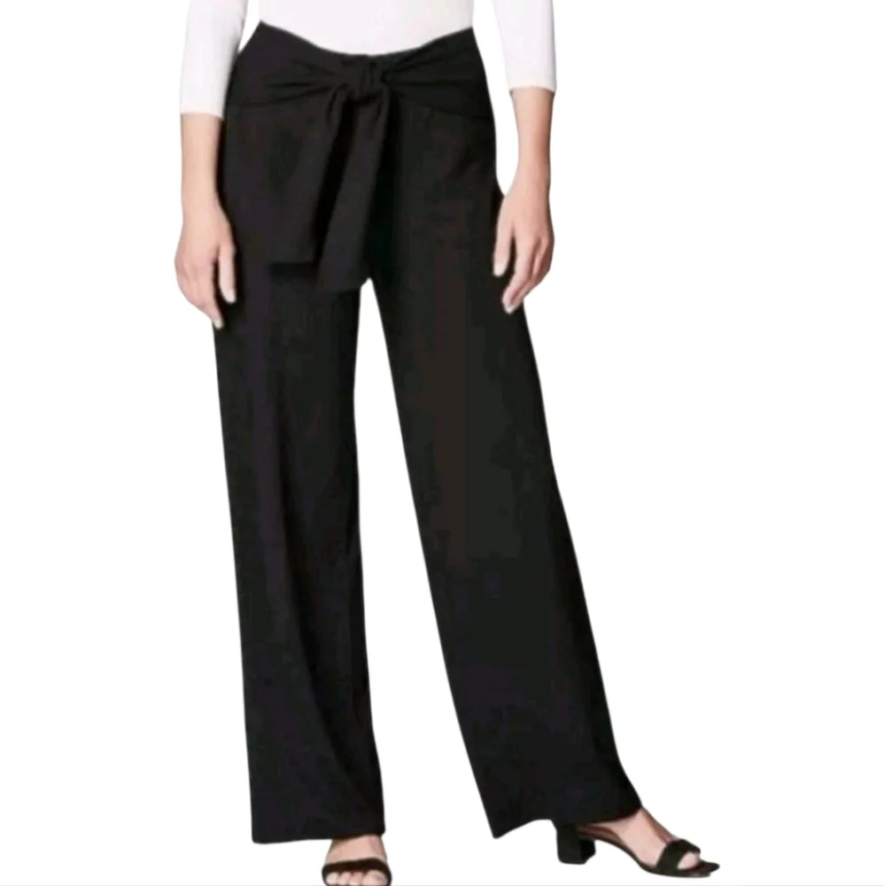 J. Jill Wearever Collection Black Tie Waist Pull-on Wide Leg Pants Size Medium. - Picture 1 of 7